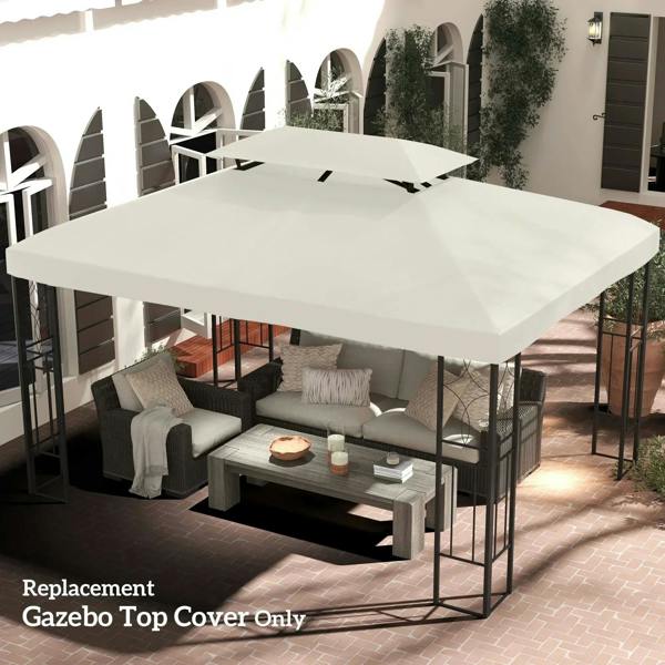 Cream gazebo roof canopy top cover only with two-tier slanted design
