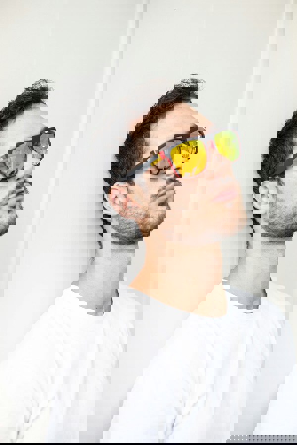 SVNX Matte Wayfarer Sunglasses with Case - Polarised with Orange Mirrored Lens