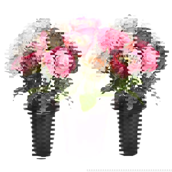 Memorials Direct Premium Artificial Grave Flowers – 25cm Beauty Open Rose | Memorial Vase Pot