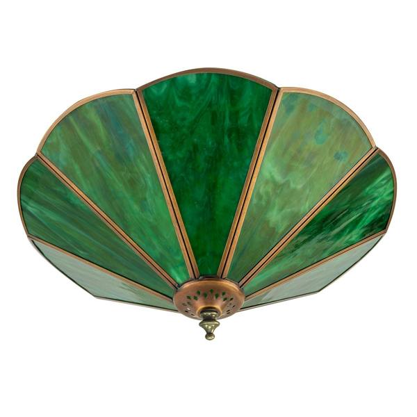 Green Toned Chic Tiffany Glass Easy Fit Pendant Shade with Chains Image 5