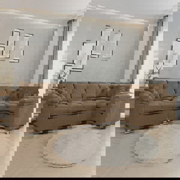 Furnishings For Less Delta Full Jumbo Cord 5 Seater L Shaped Corner Sofa