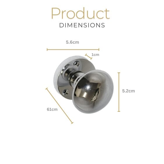 EDH Door Hardware Polished Chrome Round Door Knobs on Rose – Modern Internal Mortice Door Knob Set – 1 Pair