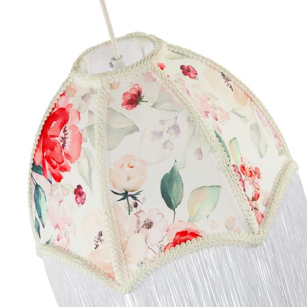 1920s Vintage Lamp Shade with Pastel Pink and Green Floral Decoration Image 3