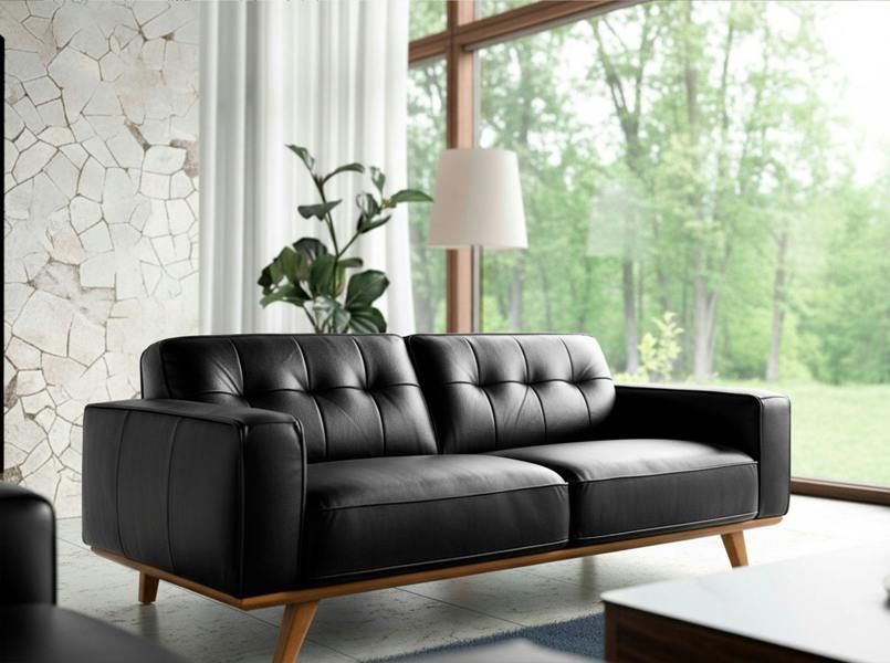Angel Cerdá Chester sofa in black leather 6030/6031