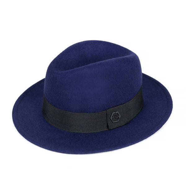 David WeJ Wool Fedora Hat - Navy