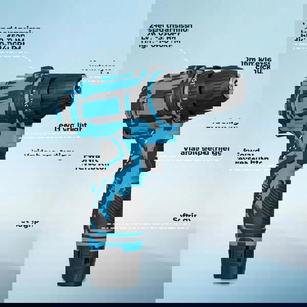 Traderight Cordless Drill Combi Driver Electric Screwdriver Set 2.0Ah Battery