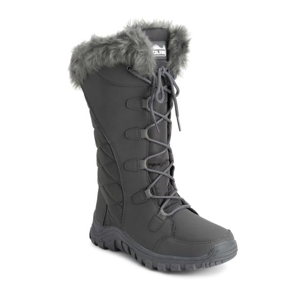 VIVA Women's Quilted Lace Up Waterproof Black Outdoor Cuff Snow Rain Boot