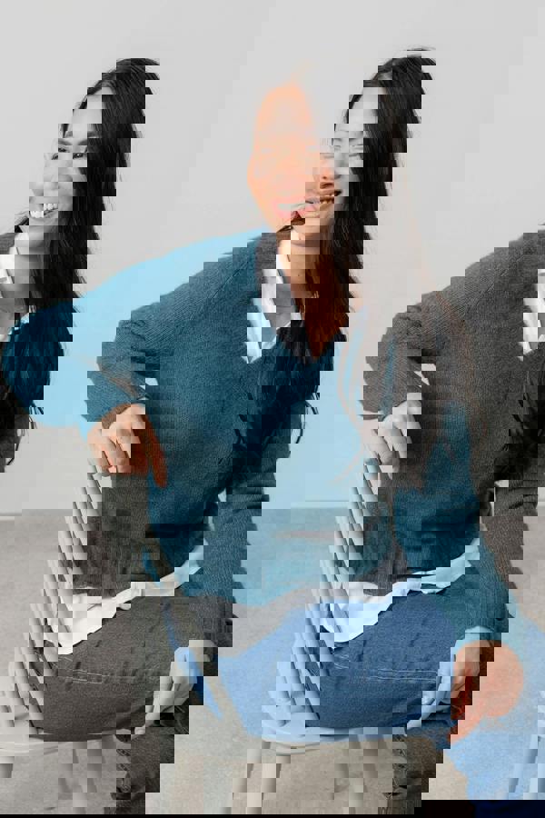 Woodchester V-Neck Boxy Knit Jumper Navy | Lily and Me Clothing