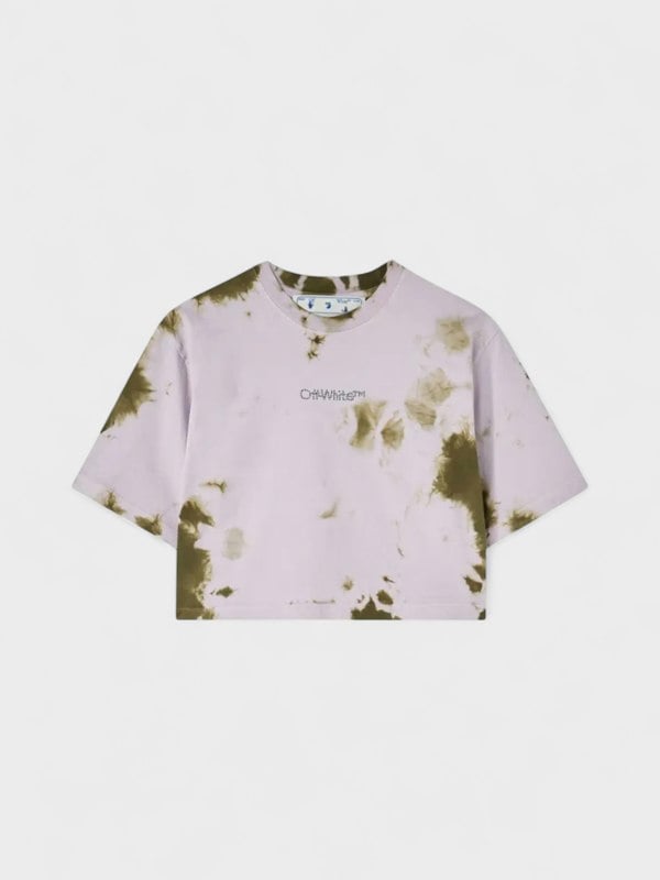 Off-White Bling Tie Dye Crop T-Shirt Lilac - Womens