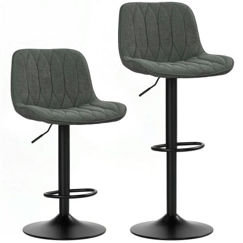 Wyld Haus Likaha Fabric Charcoal Grey Linen Look Bar Stools Set Of 2