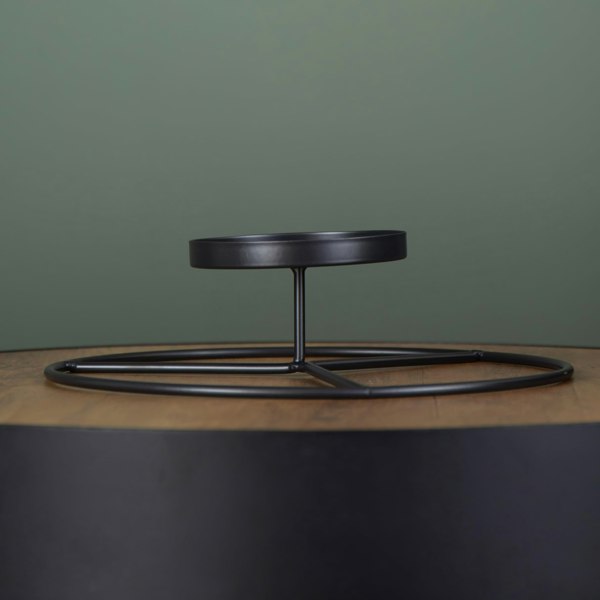 Samuel Alexander 25cm Black Round Metal Pillar Candle Ring Holder