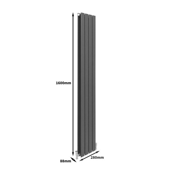 Designer Flat Panel Radiator - Anthracite Grey (1600mm x 280mm)