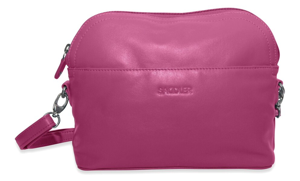 SADDLER BROOKLYN Leather Zip Top Handbag - Adjustable  Shoulder Strap, Multiple Pockets - RFID Protected - Magenta