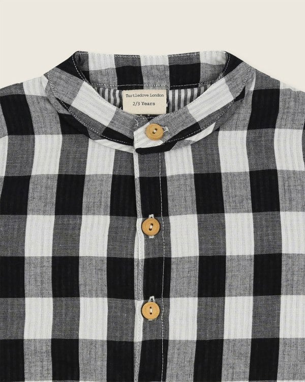 Black and white organic cotton woven kids shirt