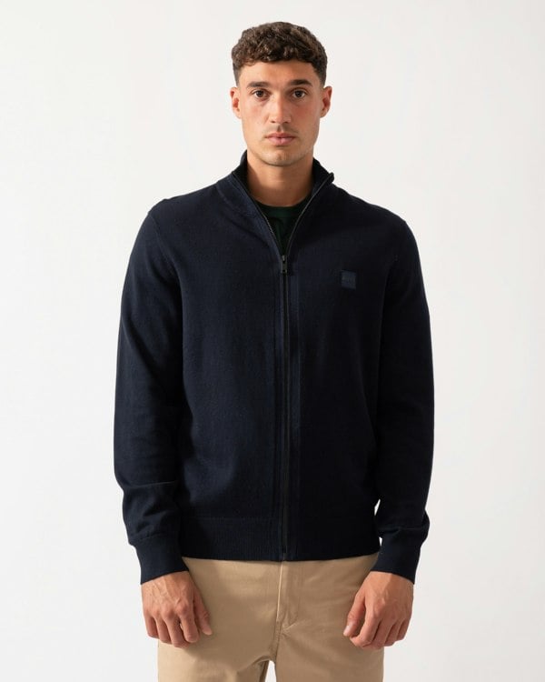 BOSS Orange Kanozip Mens Full Zip Jumper - Dark Blue 404
