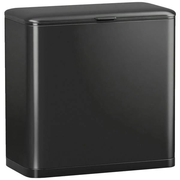 Black kitchen rubbish bin with lid, square under-sink style
