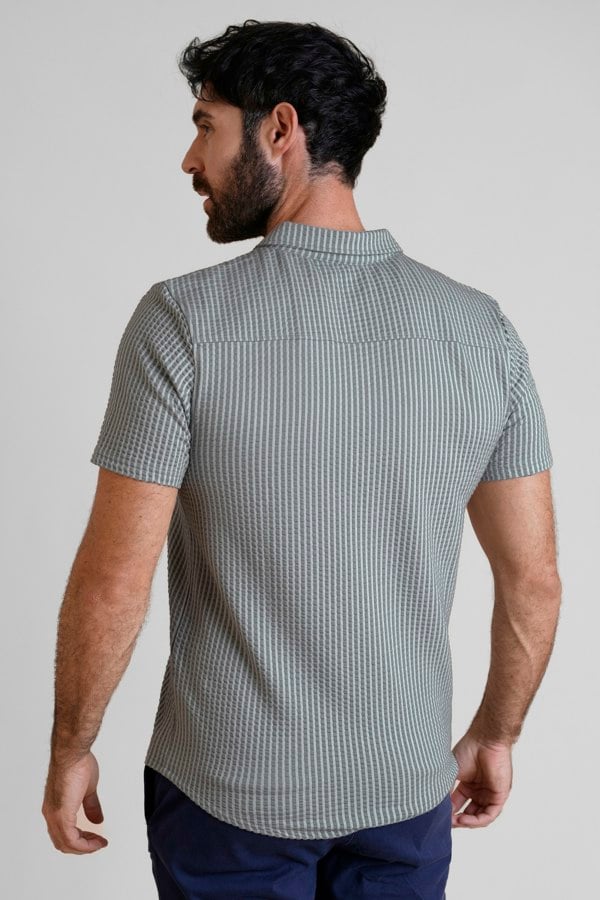 ENORSIA Jersey Searsucker Stripe Short Sleeve Shirt