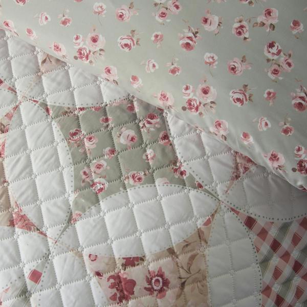 Catherine Lansfield Pinsonic Patchwork Reversible Duvet Cover Set Green