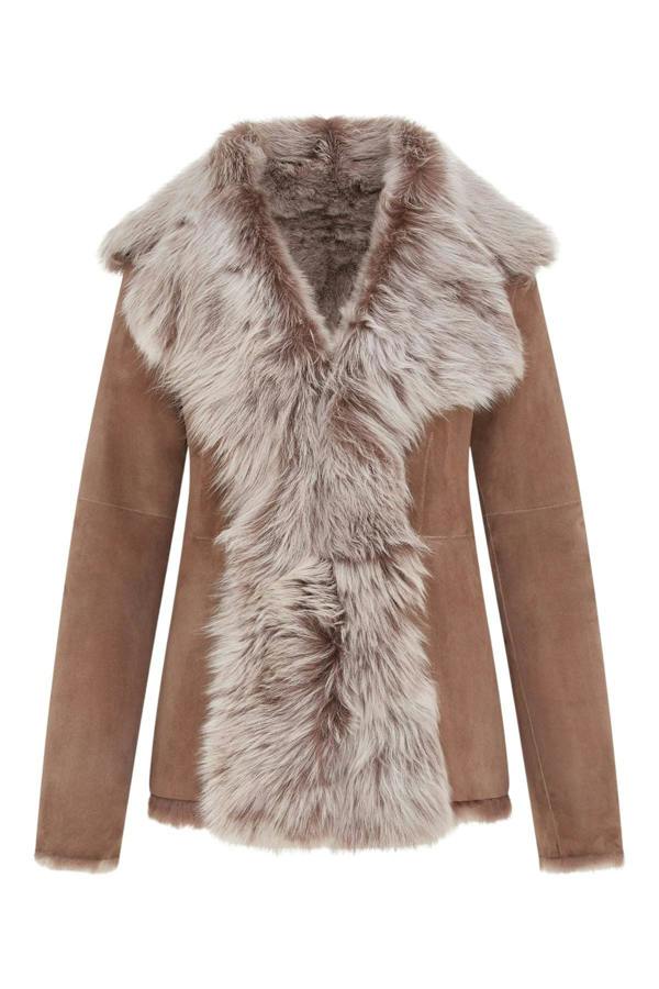 Infinity Leather Women's Sheepskin Toscana Shearling Suede Leather Jacket - Noiré