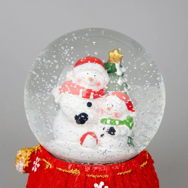 15cm Musical Christmas Snow Globe with Santa and Snowman Scene, Glass Ornament on Resin Base image 9
