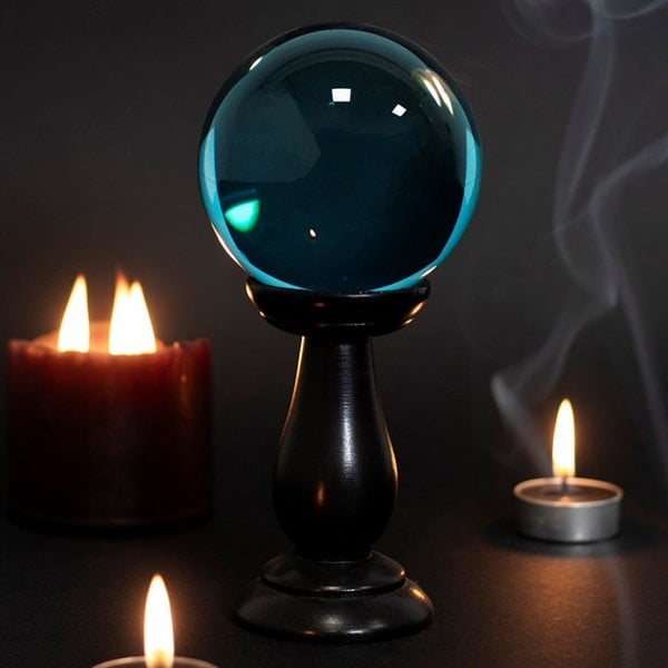 Serano Small Teal Crystal Ball on Stand
