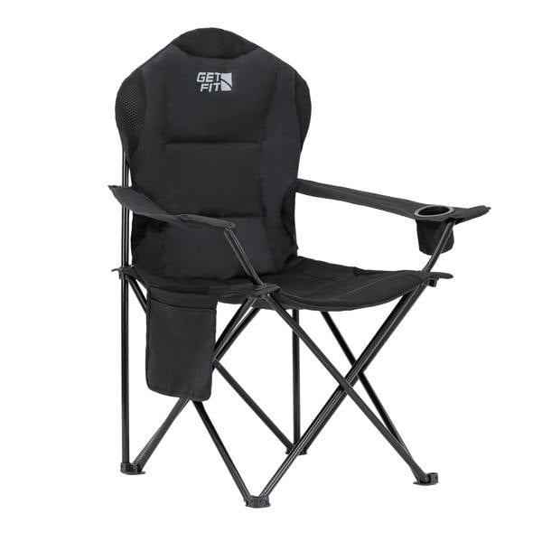 Get Fit Premium Foldable Thick Padded Camping Chair 3kg - Cup Holder, Carry Bag, Pocket