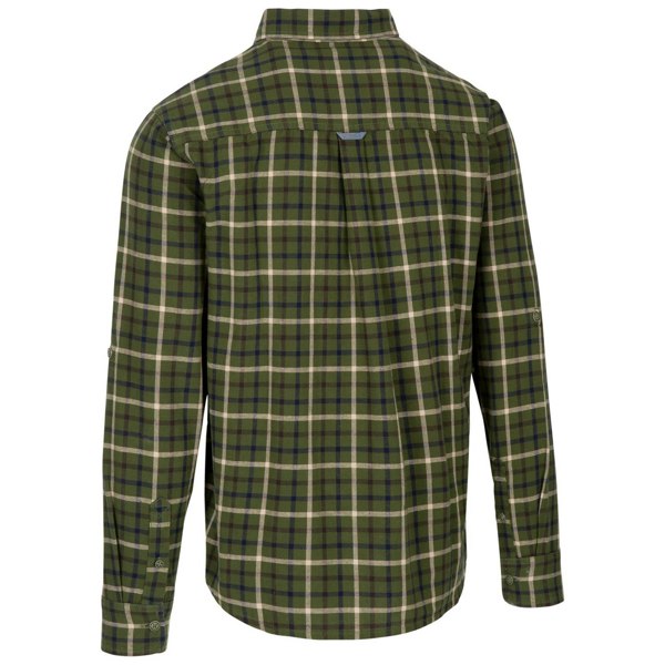 Trespass Mens Withnell Checked Cotton Shirt - Green