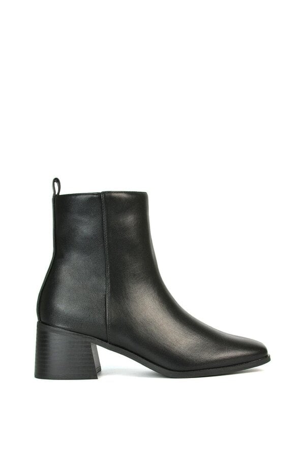 XY LONDON Square Toe Low Heel Ankle Booties With Block Heel