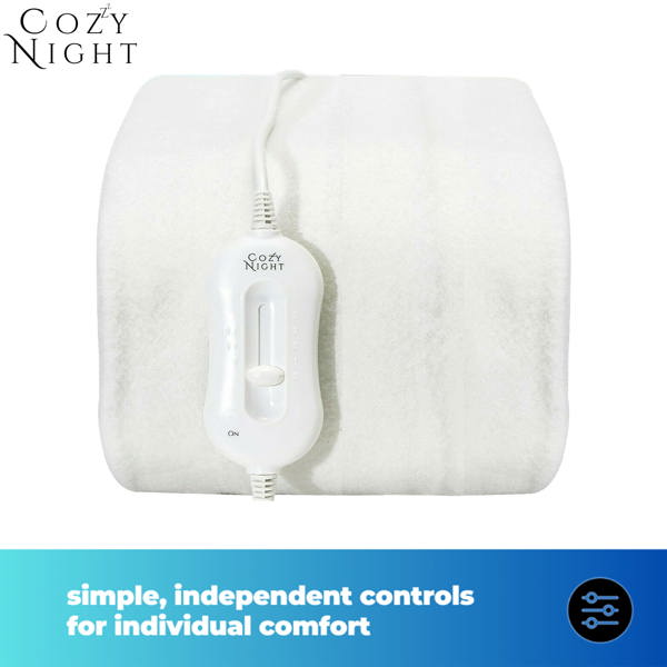 Cozy Night Electric Blanket Single Size Heated with 3 Heat Settings - Machine Washable with Overheat Protection