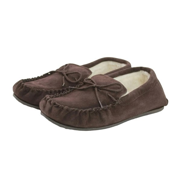 Eastern Counties Leather Unisex Adult Sheepskin Lined Moccasins - Dark Brown