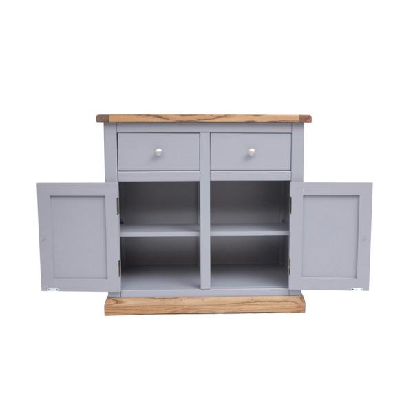 Cabinet Bits Biccari Grey 2 Drawer 2 Door Sideboard Chrome Knob