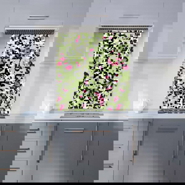 Warren Reed - Designer Green And Pink Leopard Print Kitchen Splashback