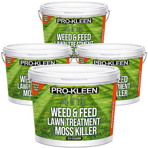 ProKleen Pro-Kleen 4 in 1 Weed and Feed Lawn Treatment with Moss Killer - Greens Grass, Kills Weeds & Moss & Fertilises Grass 10kg
