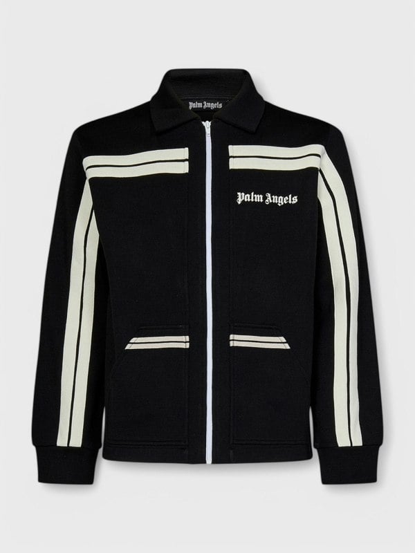 Palm Angels Shirt Collar Knit Track Jacket Black - Supplied FashionPalm Angels