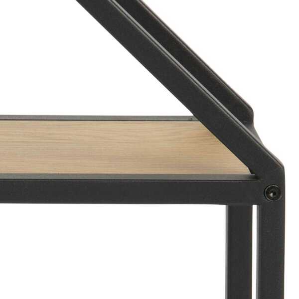 Wyld Haus El Paso Black Metal and Wild Oak Veneer Octagonal Wall Shelf 4 Black Wooden Shelves