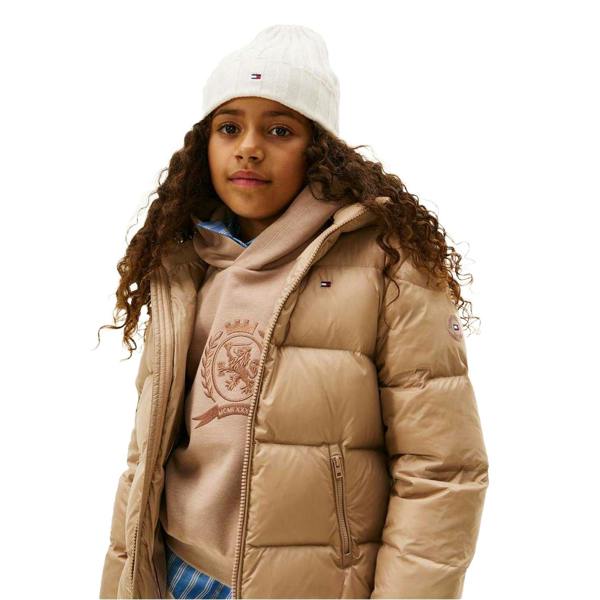 Tommy Hilfiger Childrens/Kids Logo Rib Knit Turn Up Beanie - White - 