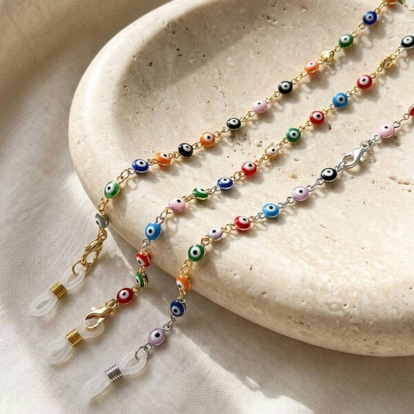 The Colourful Aura Colourful Turkish Evil Eye Protection Summer Reading Eyeglass Chain Lanyard