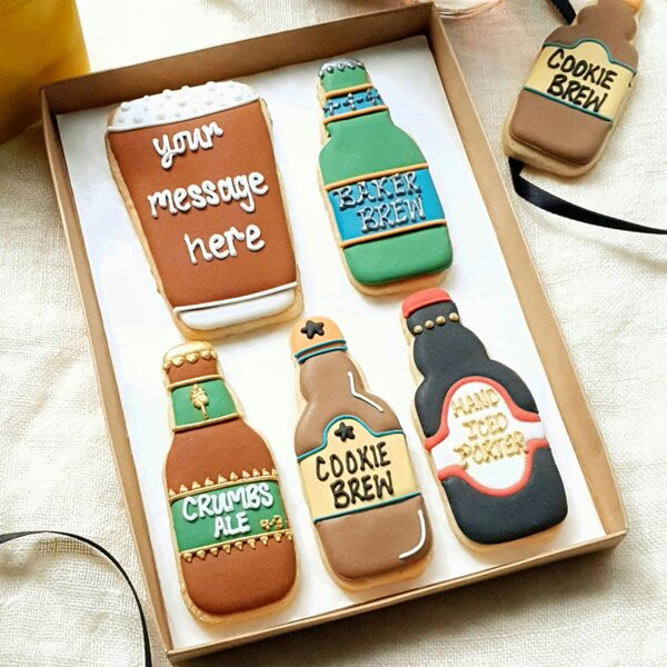 The Cookie Collaboration Personalised Beer Cookie Gift Set - Hand-Iced Letterbox Treats