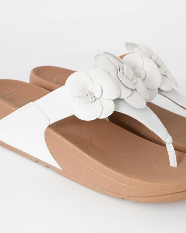 FitFlop Womens Lulu Flower Toe-Post Sandals - Urban White 194