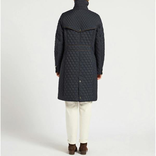 Joules Joules ROSEWELL Longline Quilted Showerproof Coat with Collar Navy