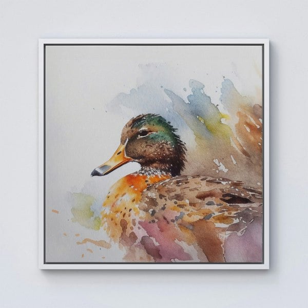 Warren Reed Mallard Watercolour Framed Canvas