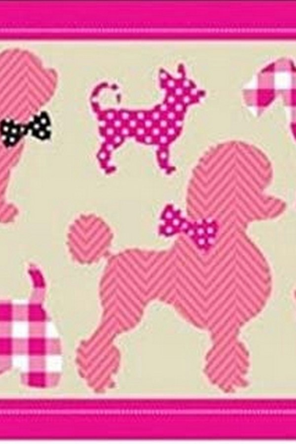 HomeSpace Direct Cute Dogs Childrens Non-Slip Pink Floor Rug