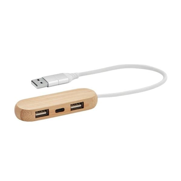 MidOcean Vina C Bamboo USB Hub - Wood - 