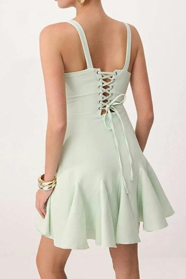 WOVCOR A-Line Lined Short Dress with Corset Detail