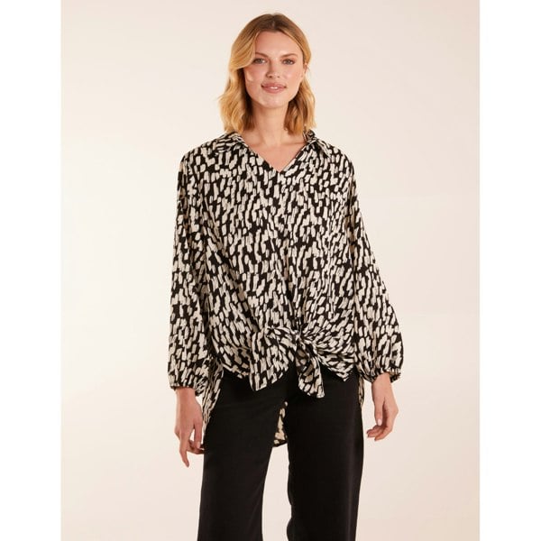 Blue Vanilla High Low Hem Tie Knot Blouse