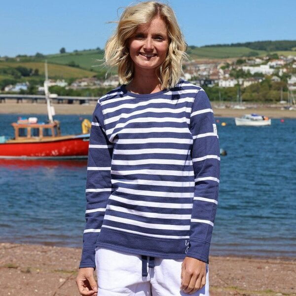 Lazy Jacks LJ131S - Ladies Striped Crew Neck Sweatshirt - Twilight