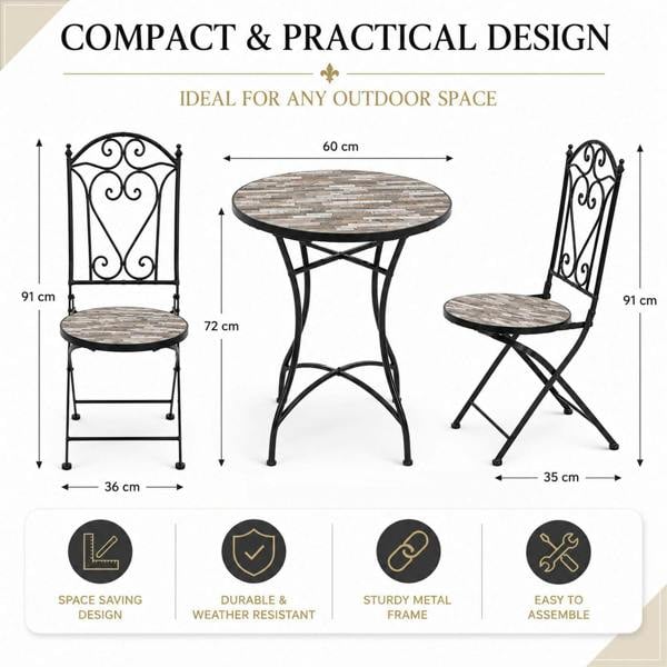 60cm Oasis Mosaic Bistro Set image 4
