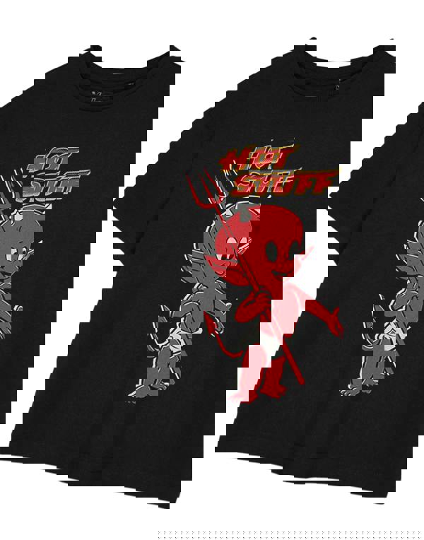 Hot Stuff Womens Black Hot Stuff Crop Cropped Short Sleeved T-Shirt