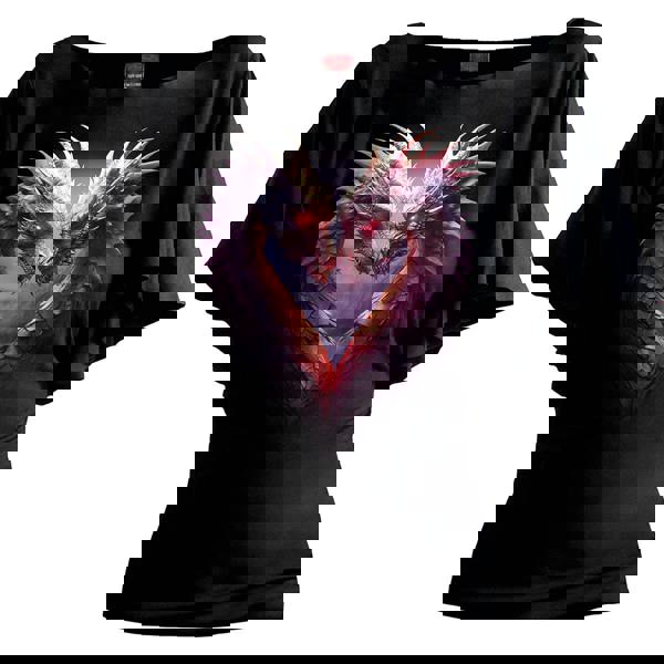 HEART OF DRAGONS - Boat Neck Bat Sleeve Top Black