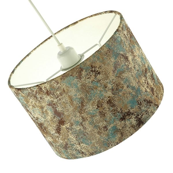 Graphic Designer Round Drum Lamp Shade in Teal Cream and Taupe Colours Image 5